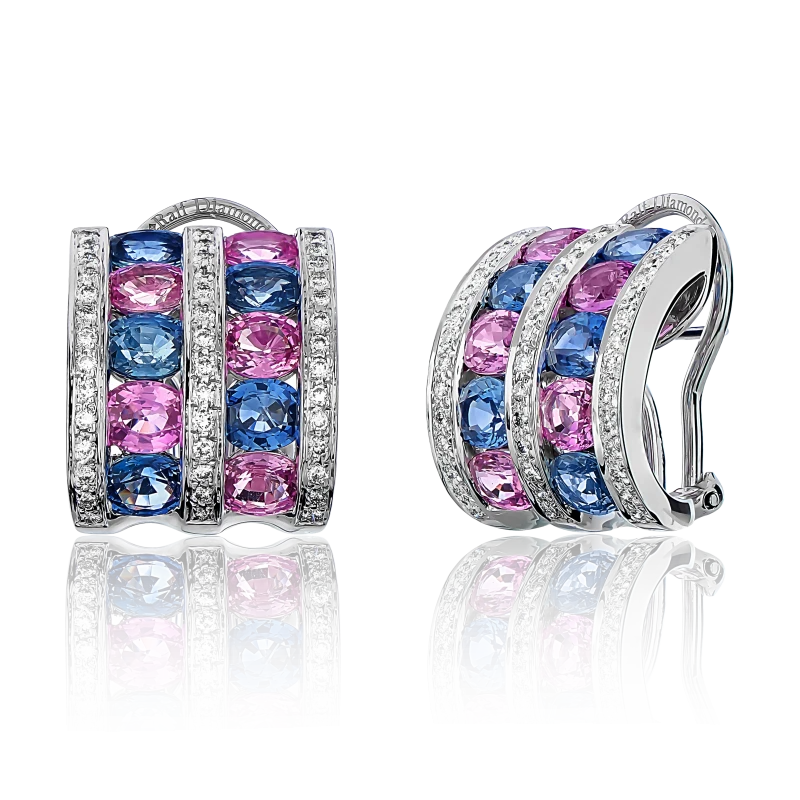 Sapphire 9.2 ct and Diamond 0.54 ct Earrings