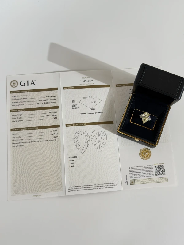 Graff PEAR DIAMOND 8.09 CT W to X/VS2 RING (GIA) GR8.09 6