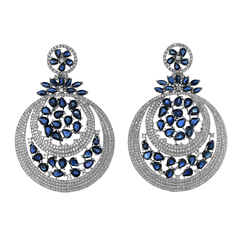 SAPPHIRE 17.15 CT & DIAMONDS 3.68 CT EARRINGS