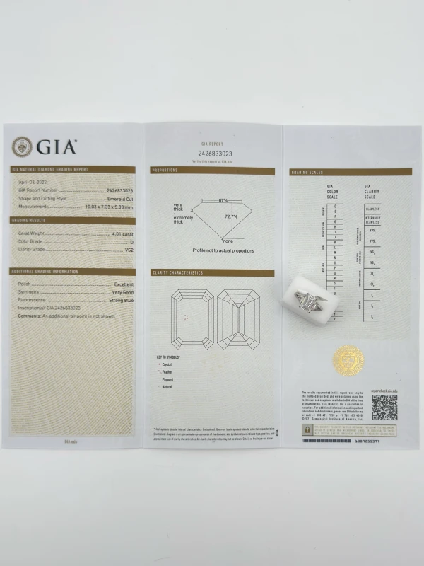No name DIAMOND 4.01 ct D/VS2 RING, GIA (SIZE 52) NN4.01ct D/VS2 GIA 5