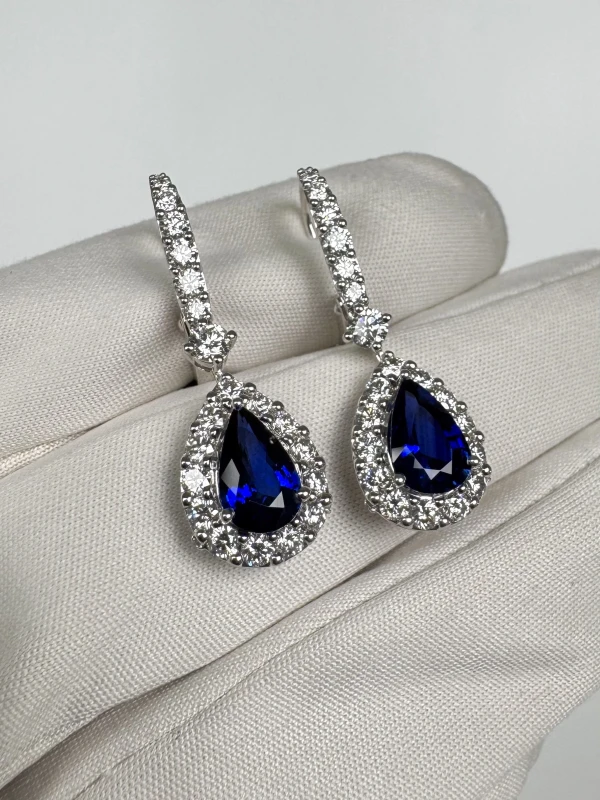 Graff SAPPHIRE ICON EARRINGS 1.39-1.29 CT WITH DIAMONDS PAVE RGE1830 4