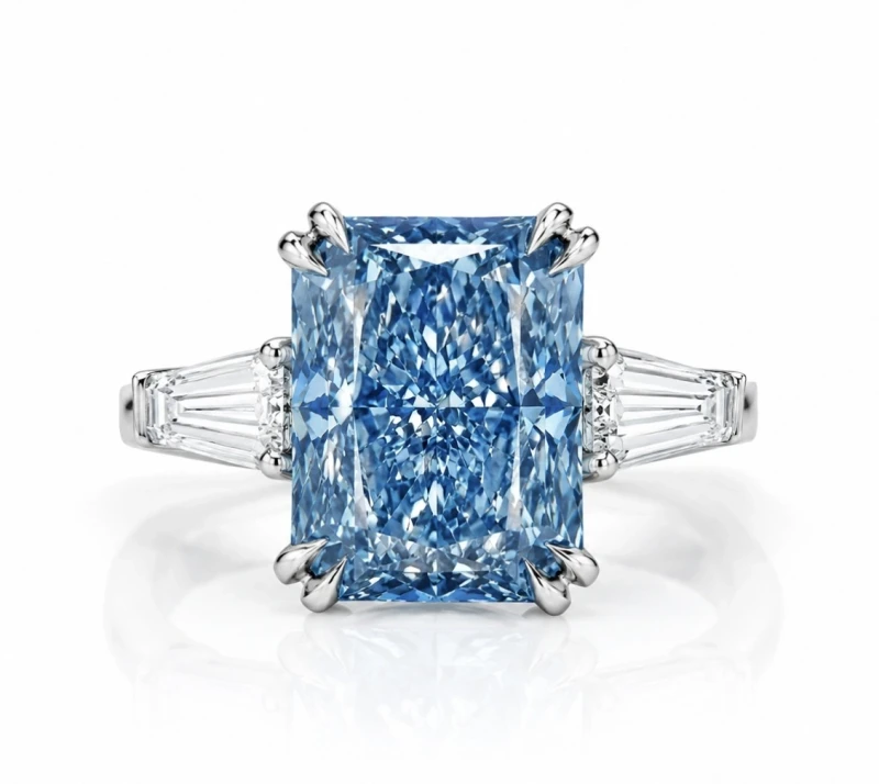 RADIANT DIAMOND 5.11 CT FANCY VIVID BLUE*/VVS1 RING (SIZE 52) GIA EXEX