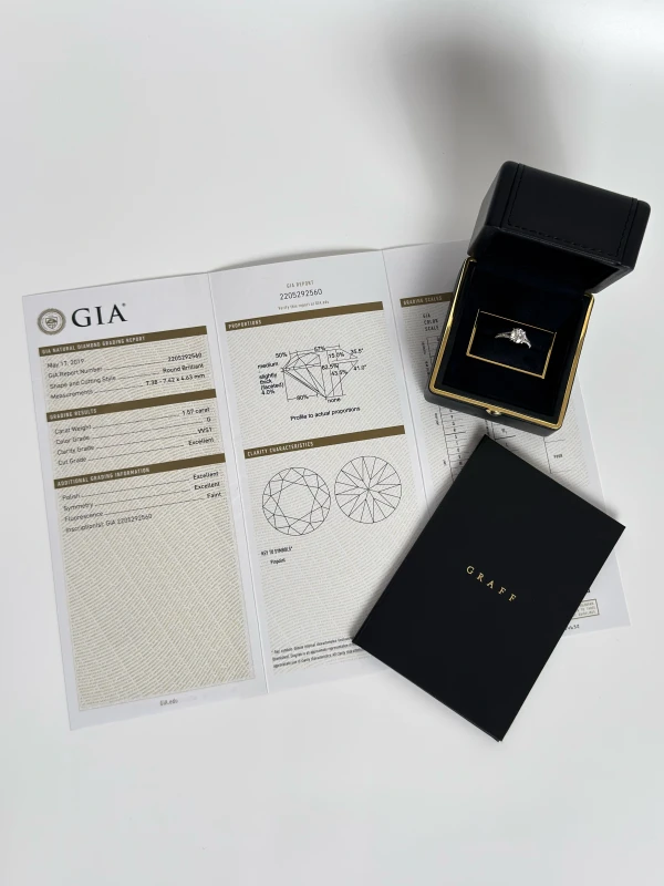 GRAFF ROUND DIAMOND 1.57 CT G/VVS1 RING gr1.57ct 4