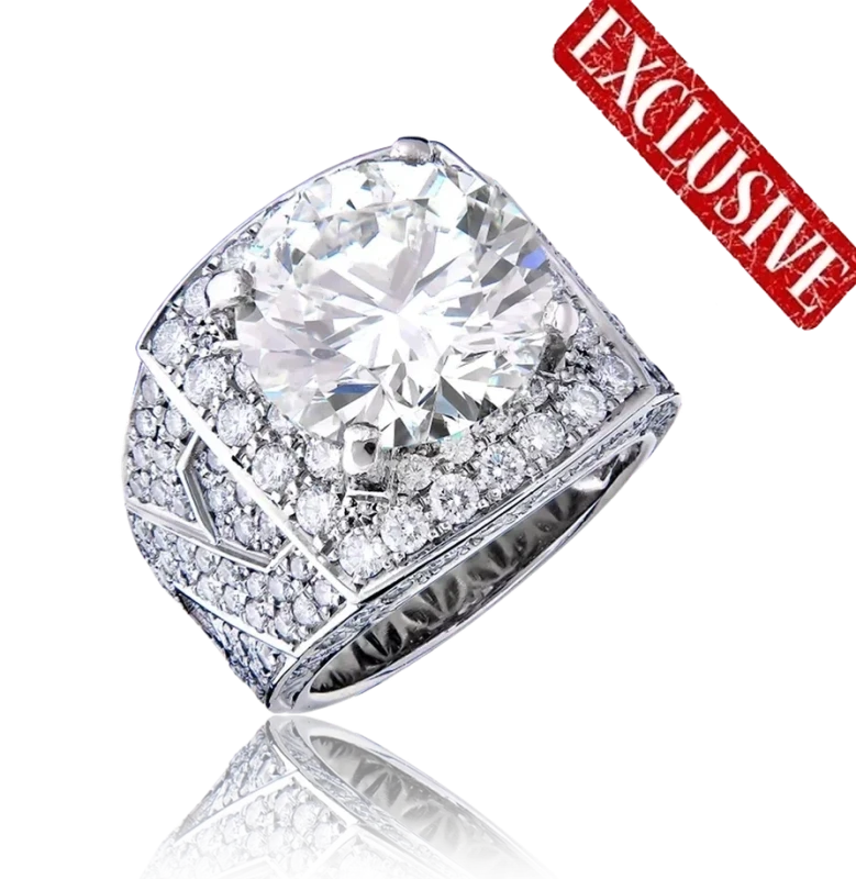 ROUND DIAMOND 13.11 CT M/SI RING (SIZE 61)