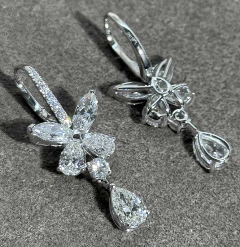 GRAFF DIAMOND BUTTERFLY EARRINGS ON FRENCH WIRES GE 5.64 CT 5