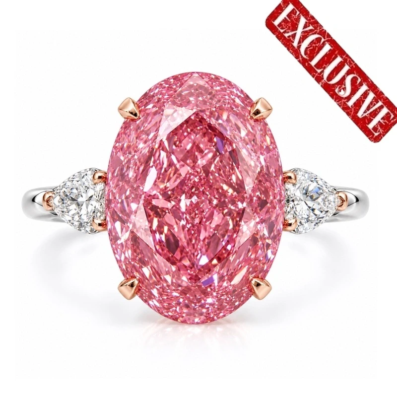 OVAL DIAMOND 12.01 CT FANCY VIVID PINK*/SI1 RING (SIZE 51) GIA