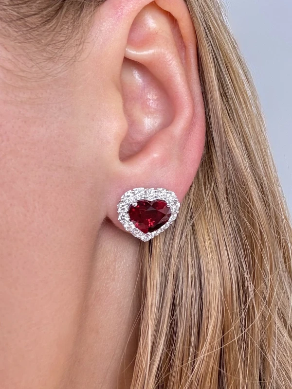 Earrings without a brand MOZAMBIQUE HEART RUBY 3.02-3.41 CT "VIVID RED" EARRINGS (GRS) R3.02-3.41CT 4