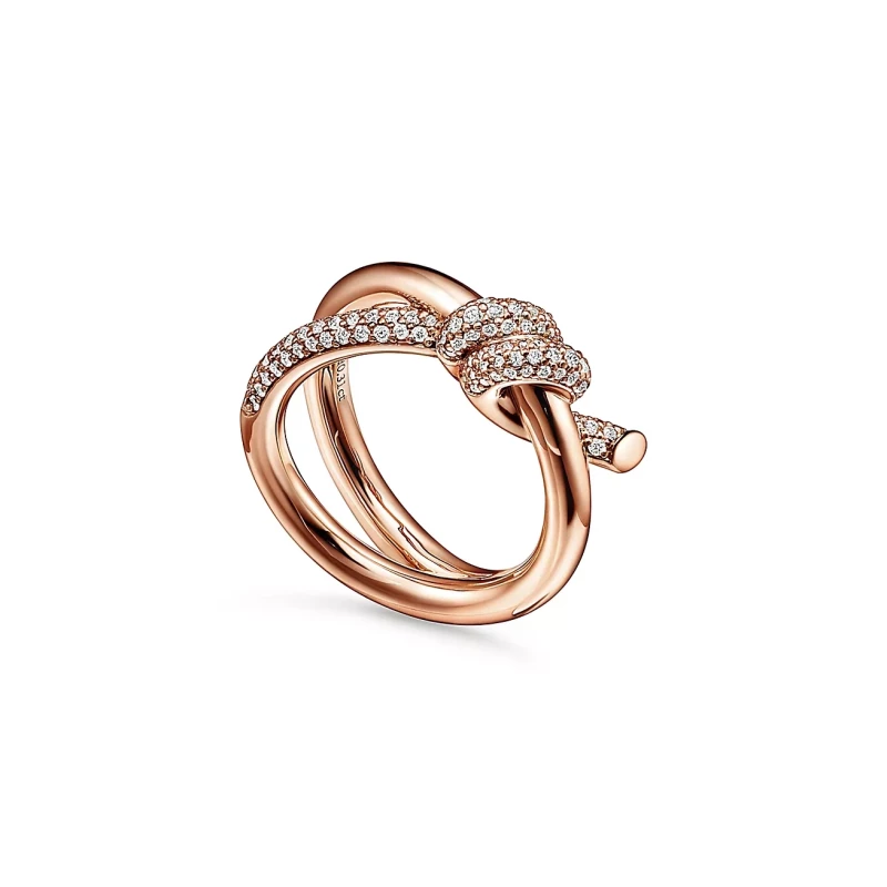 Tiffany & Co Tiffany Knot Double Row Ring in Rose Gold with Diamonds (SIZE 53) 69526195 3