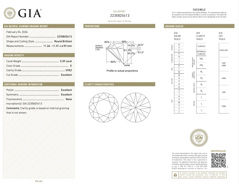 No name ROUND DIAMOND 5.39-5.30 CT E/VVS2 EARRINGS (GIA) EXEXEX nn5.39-5.30 E/VVS2 2