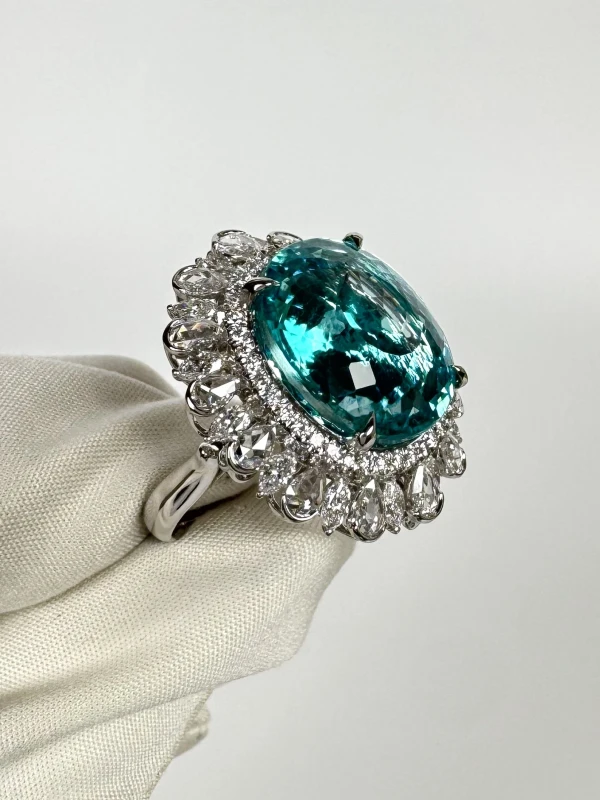 Earrings without a brand PARAIBA TOURMALINE 17.16 CT RING (SIZE 53) NN 17.16 CT PAR 3