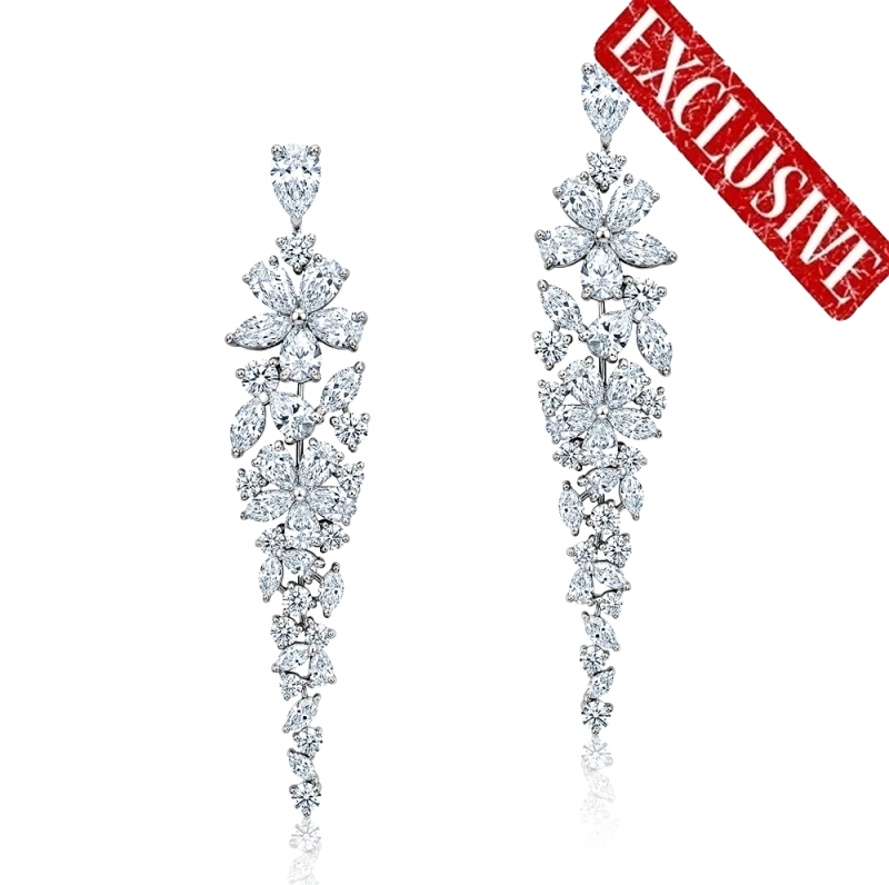 CARISSA EARRINGS WHITE ROUND AND PEAR DIAMONDS