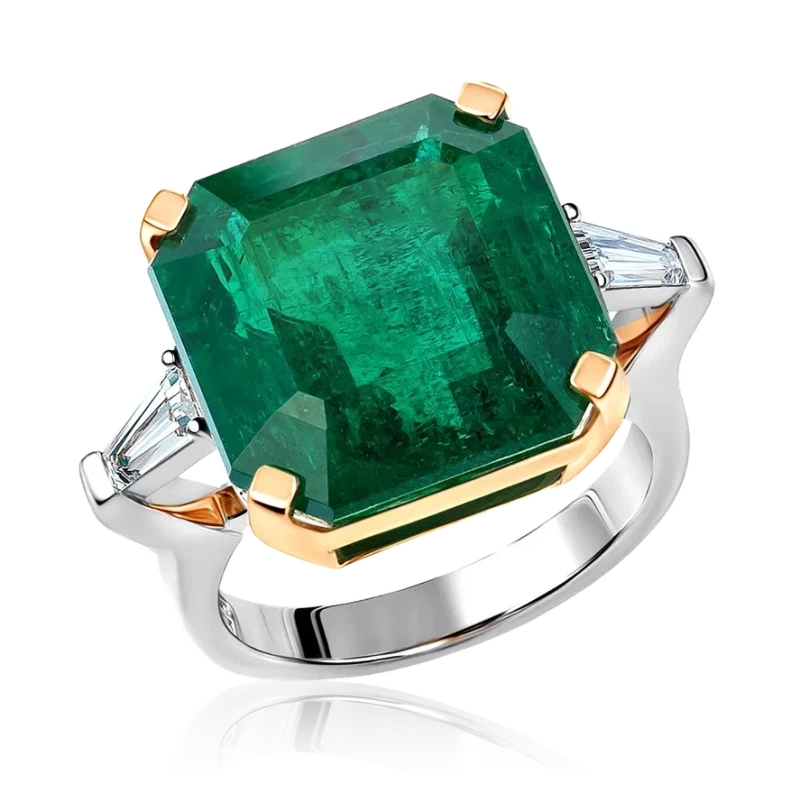 EMERALD 15.29 CT VIVID GREEN RING (GRS)