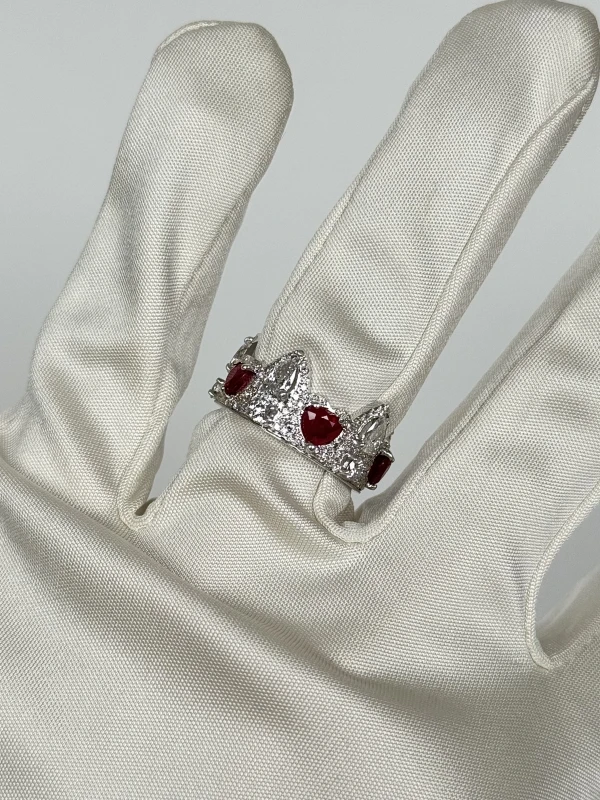 No name DIAMOND AND RUBY CROWN RING crown57 4