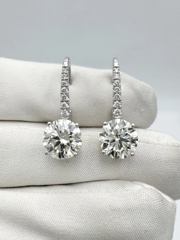 No name DIAMOND 3.02 CT L/SI1 - 3.00 CT M/VS2 EARRINGS EXEXEX (GIA) NN3.02-3.00 3