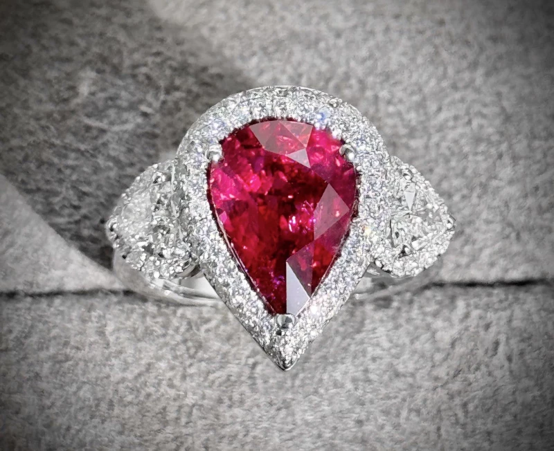 СЕРЬГИ NO NAME С РУБИНОМ 3.54 СТ И БРИЛЛИАНТАМИ RUBY 3.54 CT 6