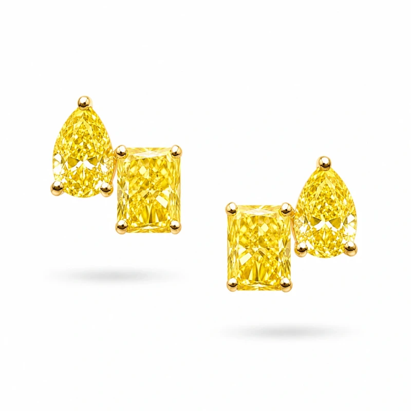 DIAMOND 3.50 CT FANCY LIGHT YELLOW EARRINGS (GIA)