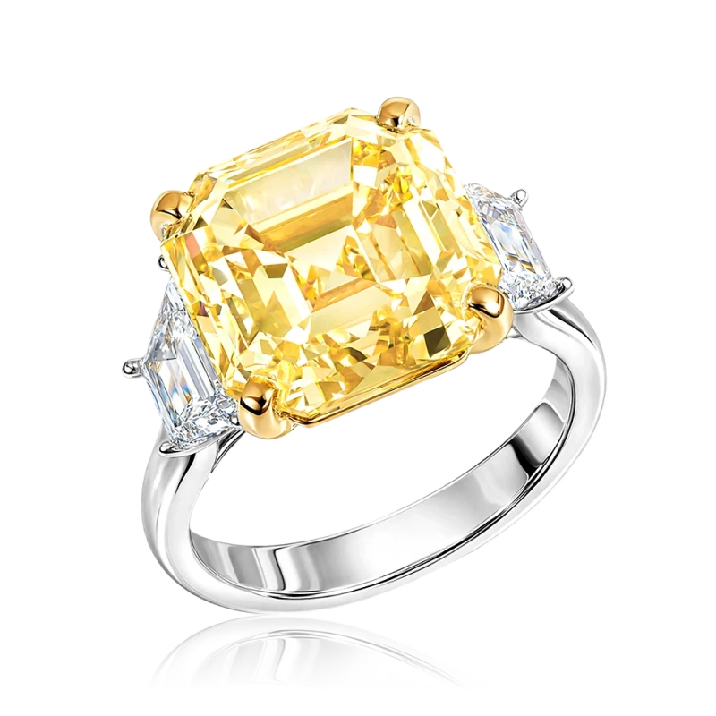 Earrings without a brand SQUARE EMERALD DIAMOND 10.02 CT FANCY YELLOW/VS2 RING (GIA) 219604 10.02 FY/VS2 1