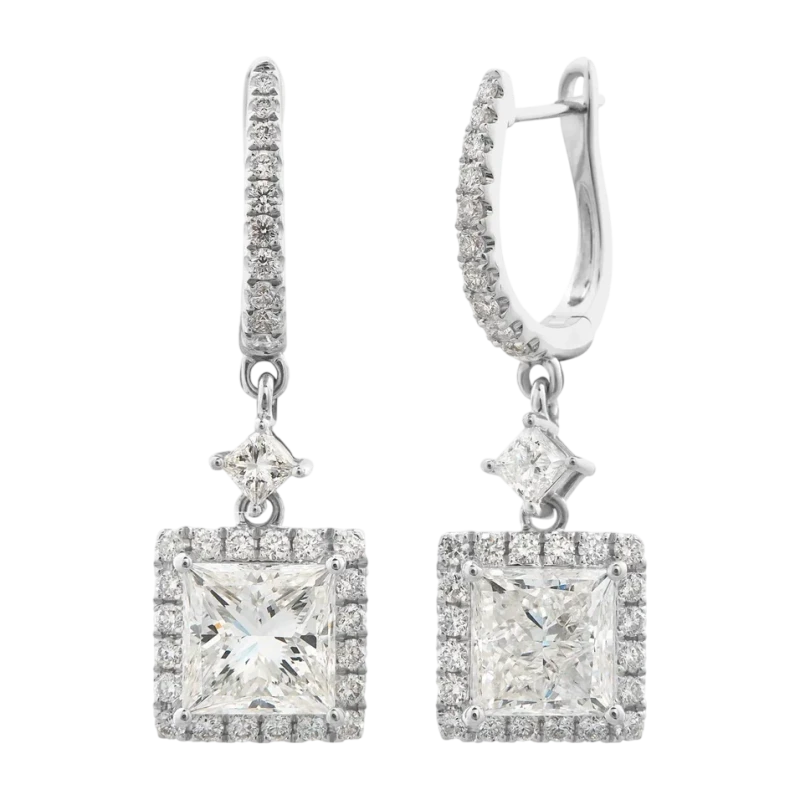 PRINCESS DIAMOND 2.51 - 2.51 CT F-H/VS2-VS1 EARRINGS (GIA)