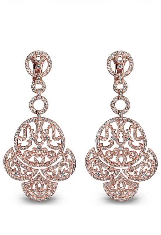 LACE CHANDELIER EARRINGS IN ROSE GOLD