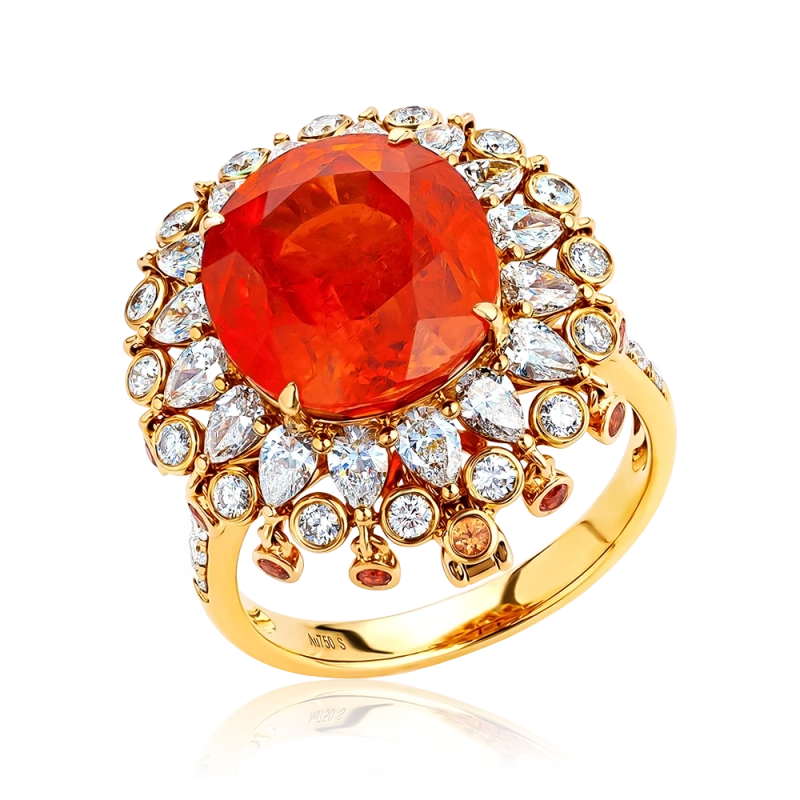 NATURALE SPESSARTITE GARNET 9.59 CT RING (SIZR 54)