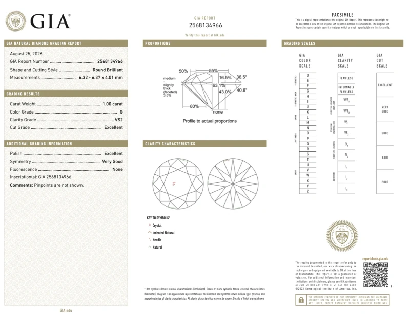 No name ROUND DIAMOND 1.00-1.00 CT G/VS2 EARRINGS (GIA) 755256-NN1.00-1.00 CT G/VS2 3