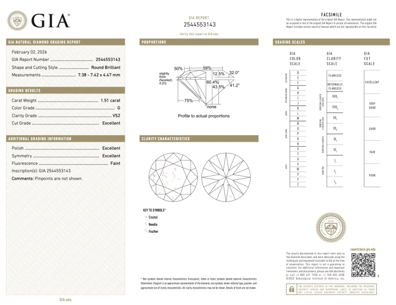 No name ROUND DIAMOND 1.50-1.51 CT G/VS2 EARRINGS (GIA) EXEXEX nn1.50-1.51 ct G/VS2 2