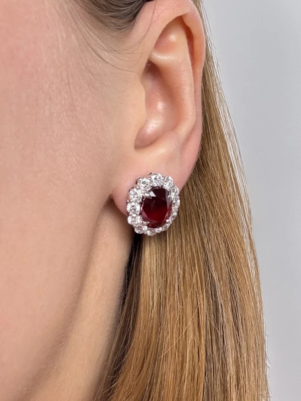 No name MOZAMBIQUE RUBY 5.08 - 5.02 CT PIGEON BLOOD EARRINGS (GRS) NNR5.08-5.02 2
