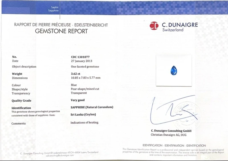 Earrings without a brand КОЛЬЦО С САПФИРОМ 3.62 СТ BLUE, SRI LANKA 3.62 CT 4