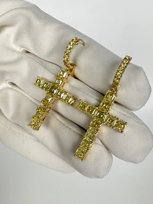 RalfDiamonds ASHER DIAMONDS 9.24 CT FANCY LIGHT YELLOW EARRINGS RFD 9.24 CT 5