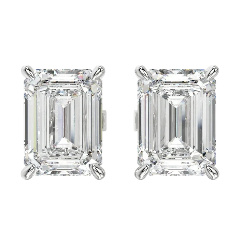 EMERALD DIAMOND 4.27 - 4.37 CT P-Q/SI EARRINGS