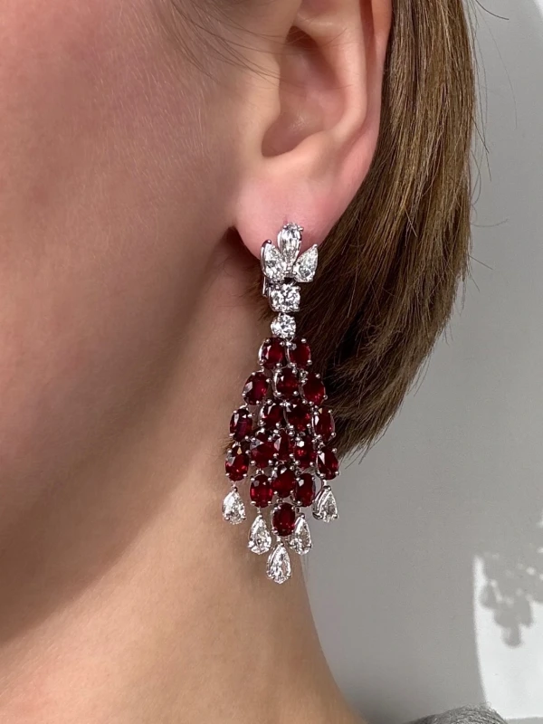 RalfDiamonds DIAMOND 7.56 CT & RUBY 21.88 CT EARRINGS RD7.56 2