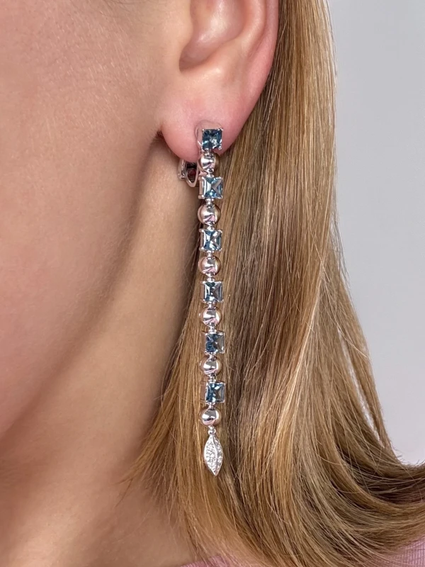 Bvlgari LUCEA DIAMOND AND BLUE TOPAZ WATERFALL EARRINGS BVLG7131 2