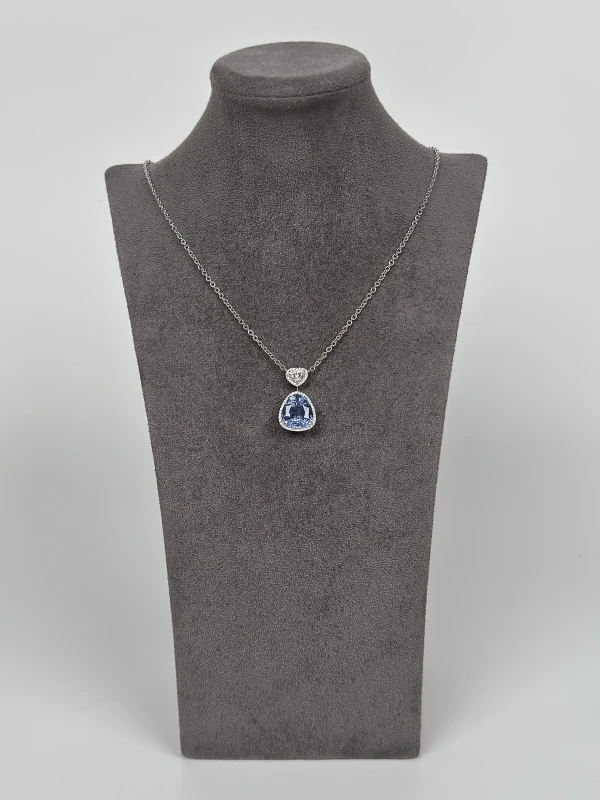 СЕРЬГИ NO NAME SAPPHIRE PENDANT 11.50ct. WHITE GOLD 0.90ct E/VS2 2