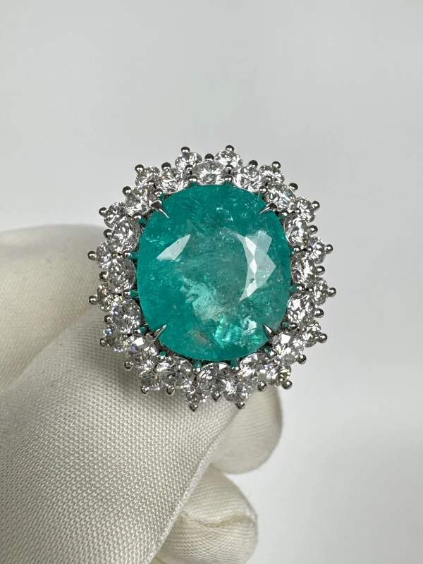 No name OVAL TOURMALINE PARAIBA 10.64 CT RING (SIZE 55) P10.64 CT 2