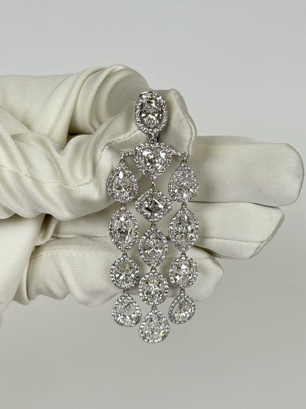 David Morris Platinum White Fancy Cut Diamond Chandelier Earrings 09-31-627 4