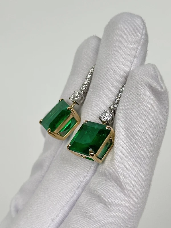 СЕРЬГИ NO NAME СЕРЬГИ С ИЗУМРУДАМИ 7.88-8.14CT GRS (COLOMBIA, VIVID GREEN) 7.88-8.14 Vivid Green 3