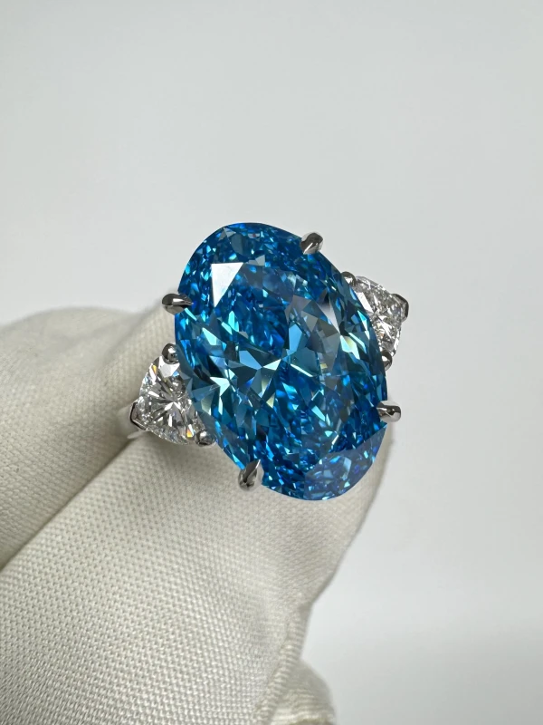 No name OVAL DIAMOND 5.13 CT FANCY VIVID BLUE*/VVS1 RING (SIZE 51) GIA NN5.13CT FVB/VVS1 6