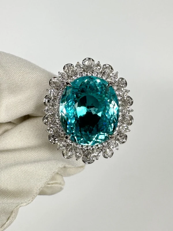Earrings without a brand PARAIBA TOURMALINE 17.16 CT RING (SIZE 53) NN 17.16 CT PAR 2