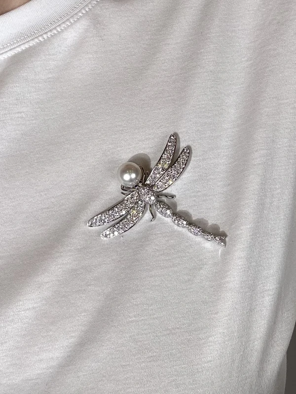 Tiffany & Co DIAMOND & PEARL DRAGONFLY BROOCH T&Co 2