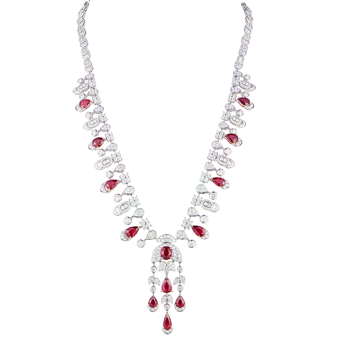 Earrings without a brand VIVID RED RUBY&DIAMONDS NECKLACE nnR1.30 1