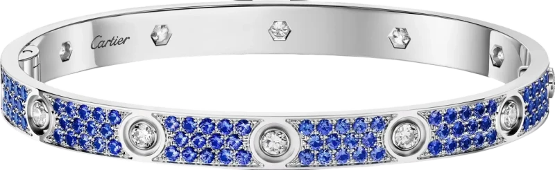 LIMITED EDITION LOVE BRACELET, BLUE SAPPHIRE PAVED IN ROSE GOLD (SIZE 17)