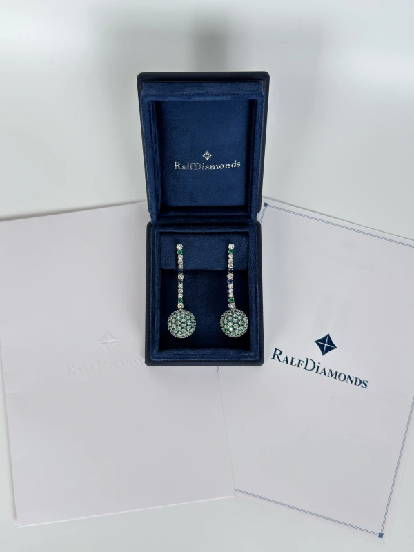 RalfDiamonds EMERALD, SAPPHIRE AND DIAMOND EARRINGS RFD5609 4