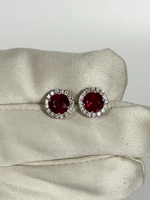 DeRosa Ruby 2.40 ct Pigeon Blood and Diamond Earrings (GUILD) E439240 4