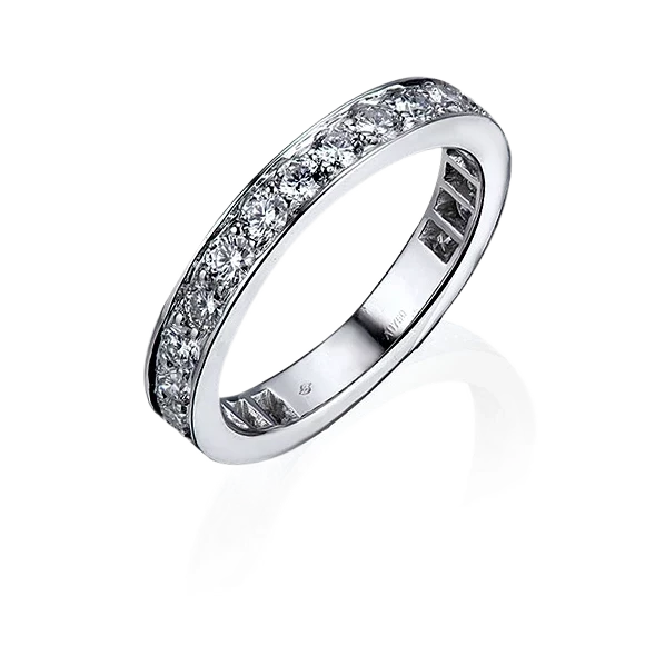White Gold White Round Diamond Thread Set Eternity Ring 1.96 CT