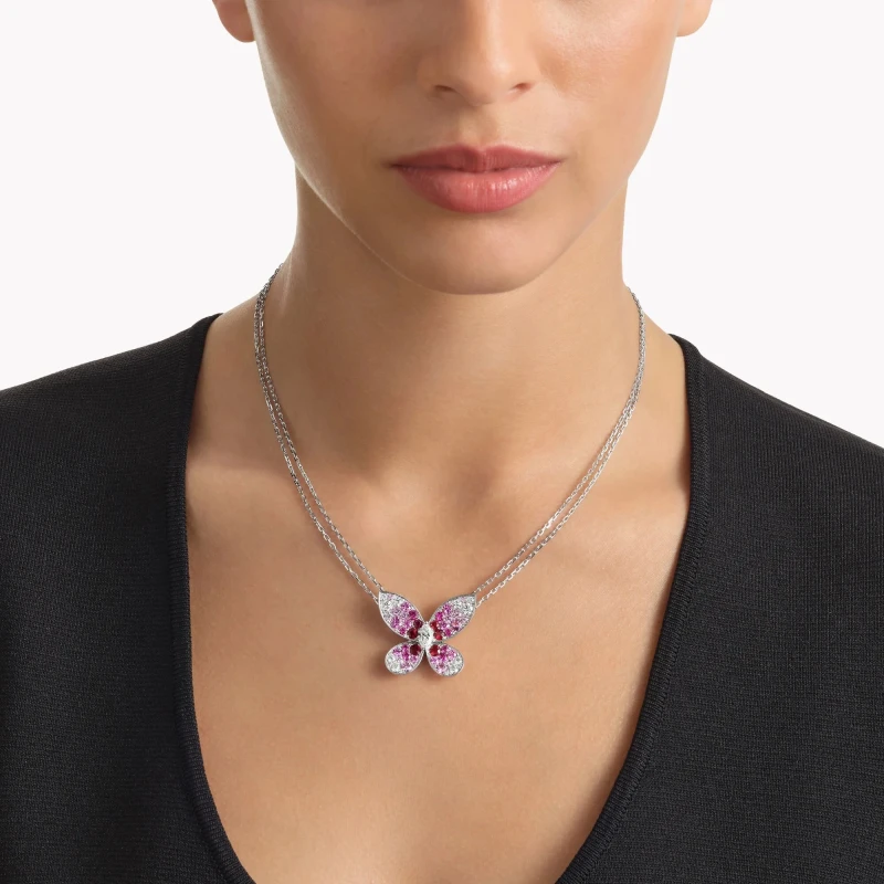 Graff Butterfly Ruby, Pink Sapphire and Diamond Pendant RGP871 2