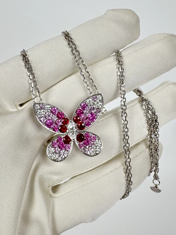 Graff Butterfly Ruby, Pink Sapphire and Diamond Pendant RGP871 6