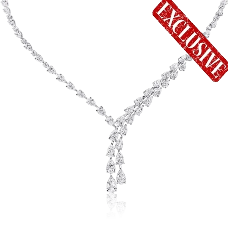 PEAR AND ROUND DIAMONDS 20.42 CT NECKLACE