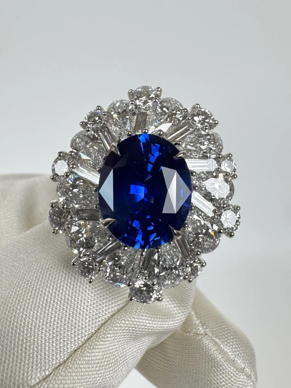 Mercury SAPPHIRE 5.01 CT "BLUE", SRI LANKA  & DIAMOND 4.48 CT RING (SIZE 55) MRF2219WC 3
