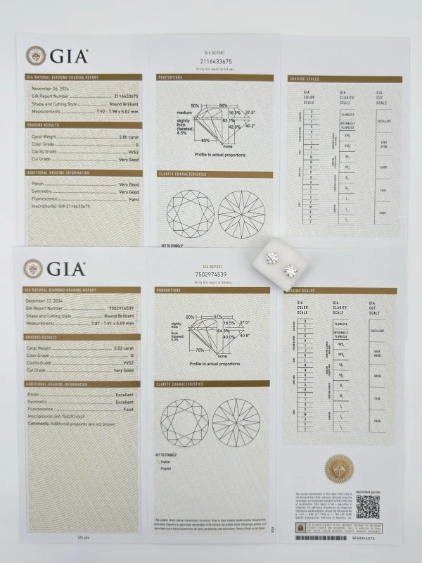 No name ROUND DIAMOND 2.00-2.03CT G/VVS2 EARRING (GIA) 2.00-2.03CT G/VVS2 (GIA) 4