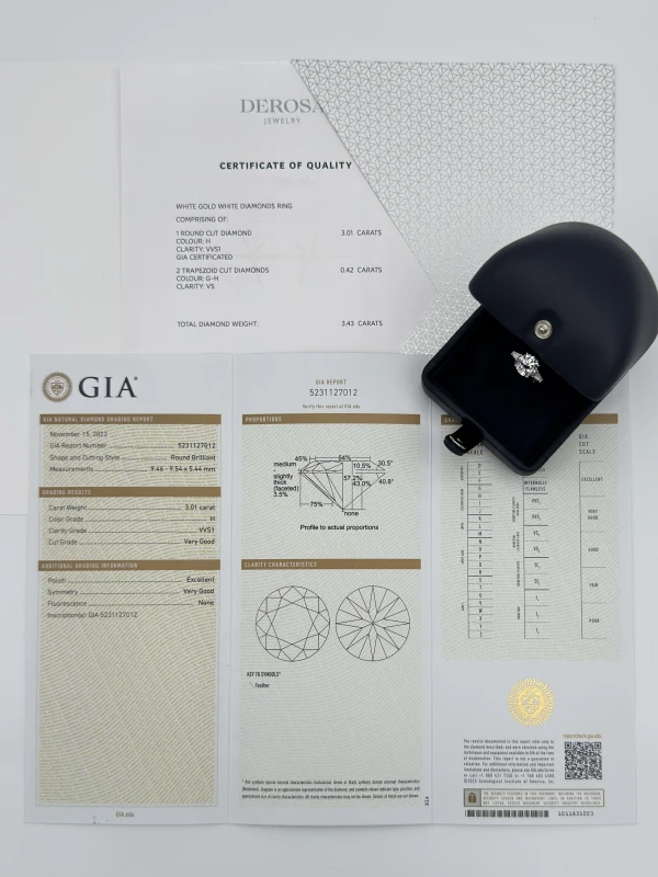 DeRosa DIAMOND 3.01 CT H/VVS1 RING (GIA) R456301 5